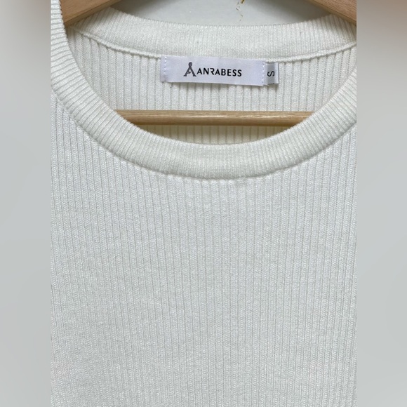 Anrabess Women's Off-White Knit Pullover Dress w/Belt Size S NWOT - Picture 5 of 8